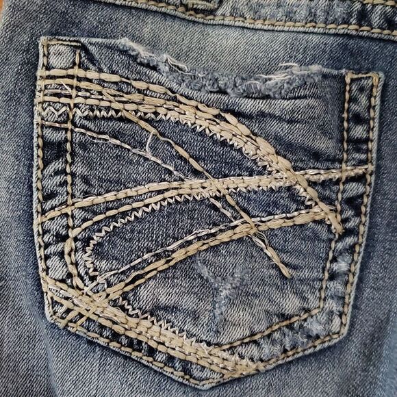 Silver Distressed Twisted Bootcut Jeans 30" x 33" - Picture 3 of 9